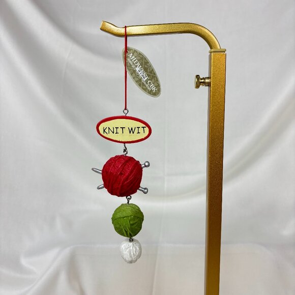 KNIT WIT Midwest CBK Dangly Red Green & White Yarn Christmas Tree Ornament - Picture 1 of 4